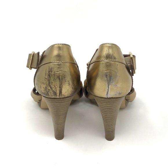 J Crew Ares 26068 Gold Metallic Platform Heels 9 - Picture 5 of 8